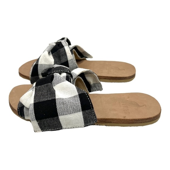 Brother Vellies Burkina Slide Montauk Picnic Gingham Bow Sandals NWT Women’s 8 - Picture 6 of 15